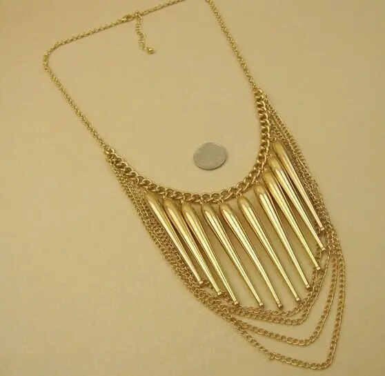 

Kpop gold vintage steampunk rivet multilayer big necklace wholesale free shipping/gros collier femme/colar/collares populares
