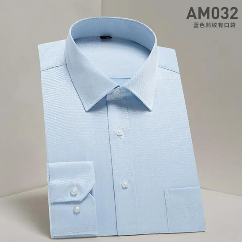 Мужская формальная рубашка с длинным рукавом однотонная из чистого хлопка для