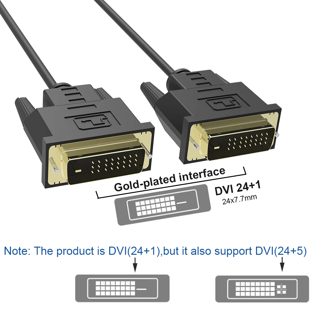 Кабель DVI 24 + 1 кабель папа-папа позолоченный штекер 1080P HD для компьютера ТВ монитор