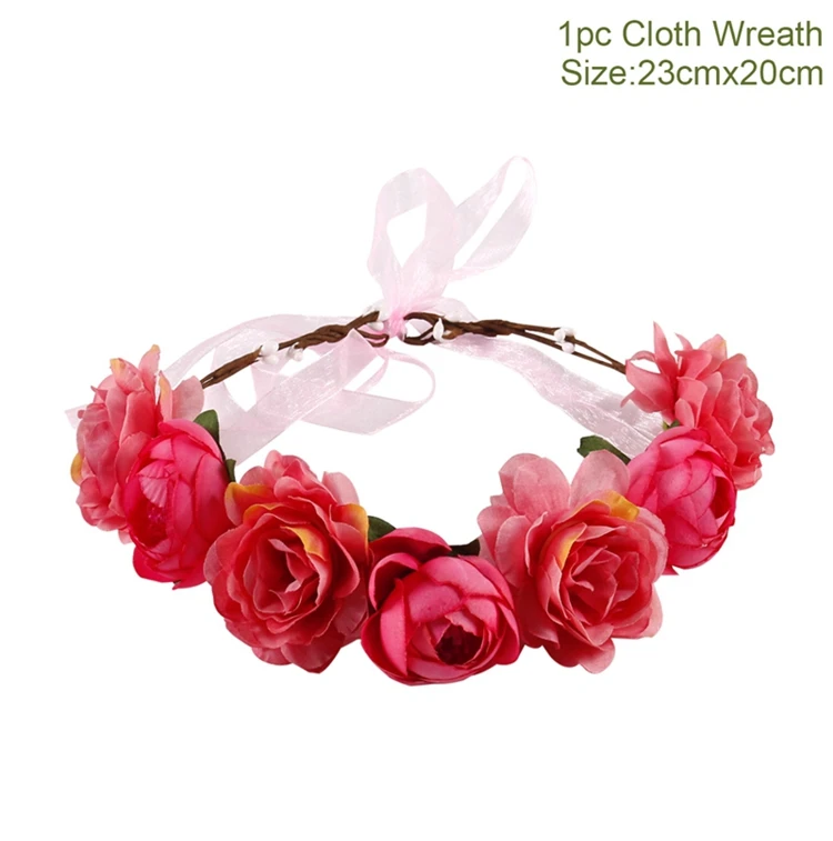 Flower Headwear C Искусственный венок богемный Декор Свадебный декор брак команды, с надписью "Bride To Be" Baby Shower девичник вечерние Гавайи вечерние курица - Цвет: Flower Headwear C