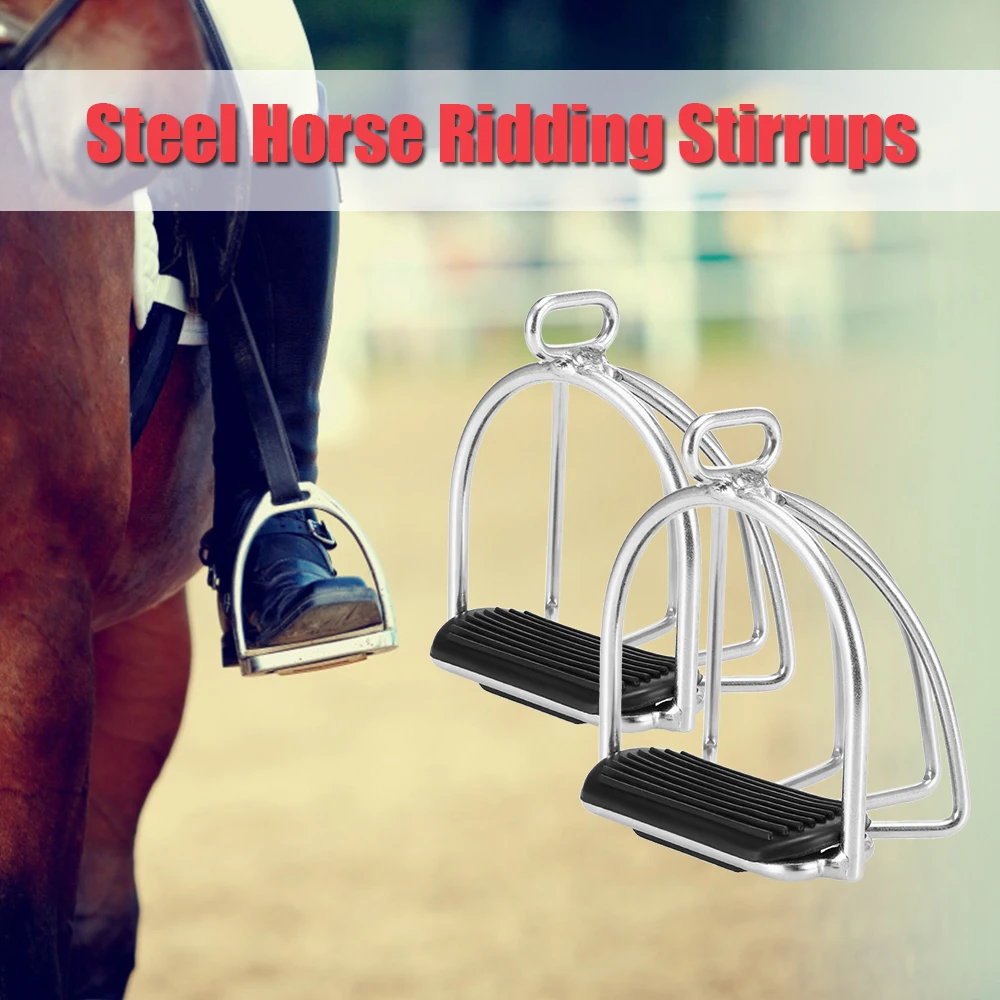 

Horse Care Products 2 PCS Anti-skid Cage Horse Riding Stirrups Flex Steel Horse Saddle Pedal Equestrian Safety Equipment