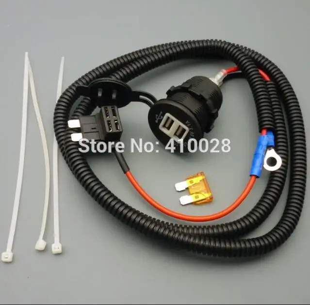 shhworldsea 1/5/50set 5V 3.1A out put mid fuse Car Cigarette Lighter USB Charger Wiring Harness Socket | Автомобили и мотоциклы