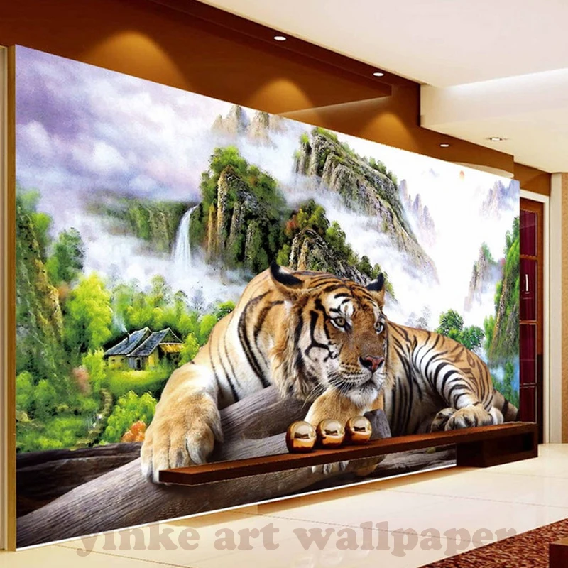 

3D photo wallpaper Tiger mountain animal murals entrance bedroom living room sofa TV background wall mural wall paper
