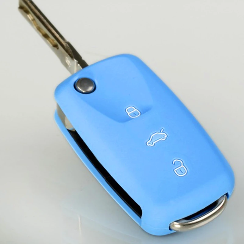 Силиконовый для ключа автомобиля чехол оболочка Fob VW гольф Бора GOLF jetta Polo Passat Skoda