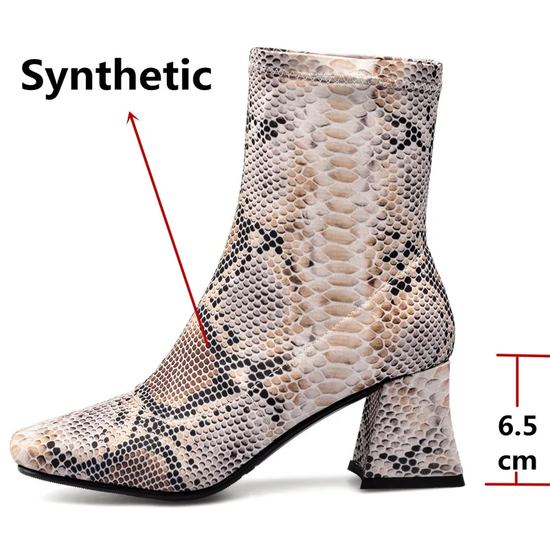 Женские ботинки FEDONAS на высоком каблуке из синтетической стрейч-ткани с принтом