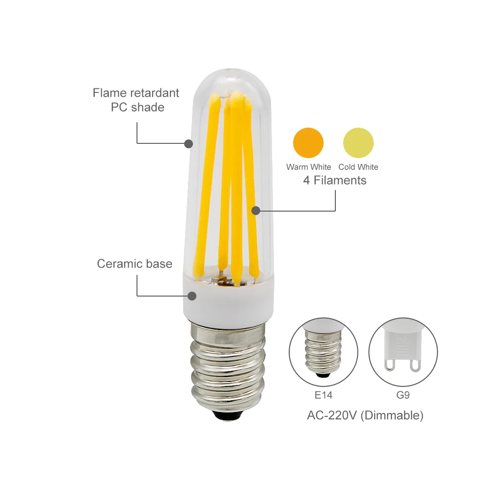Мини лампа G9 E14 без мерцания с регулируемой яркостью 220 В светодиодная