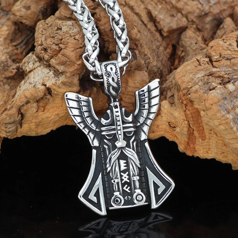 Нержавеющая сталь скандинавский Викинг odin лицо Амулет ожерелье с подвеской в