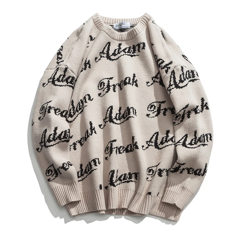 Модный брендовый пуловер с буквенным принтом свитер в стиле ретро цвета хаки