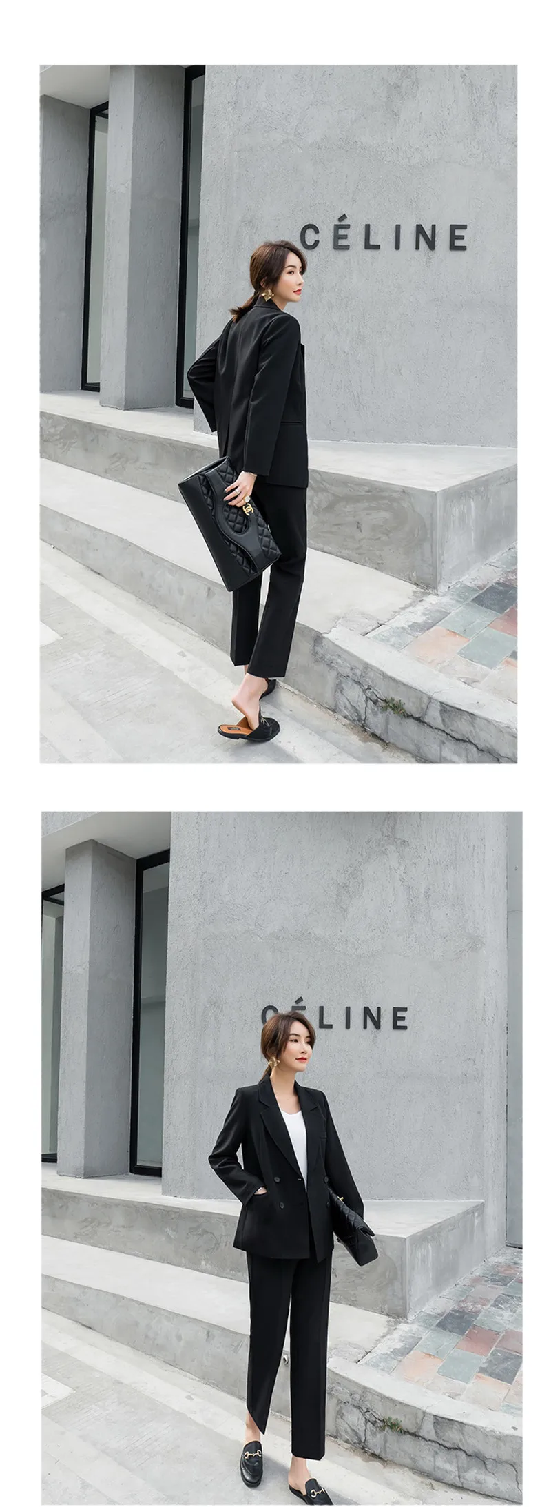 RUGOD, винтажные, элегантные, OL костюмы, для женщин, модный, двубортный блейзер+ длина по щиколотку, брючный костюм, женский, 2 предмета, набор, осень