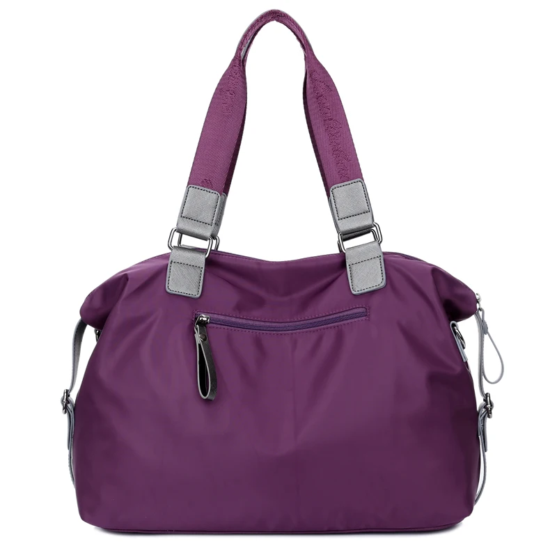 new brand women fashion korean ruched nylon &amp pu tote bag lady high quality designer purple handbag woman sac a main |
