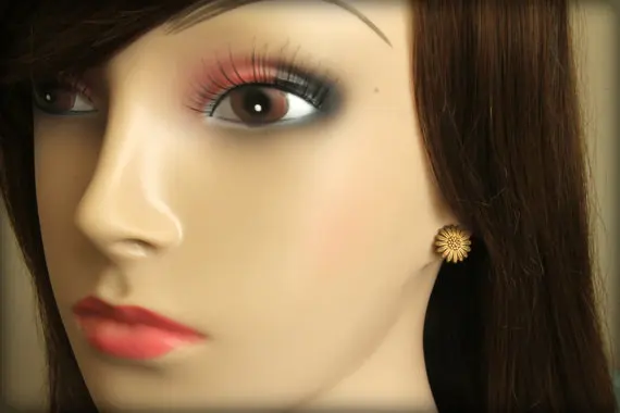 Модные серьги-гвоздики Подсолнух под старину милые серьги индивидуальные