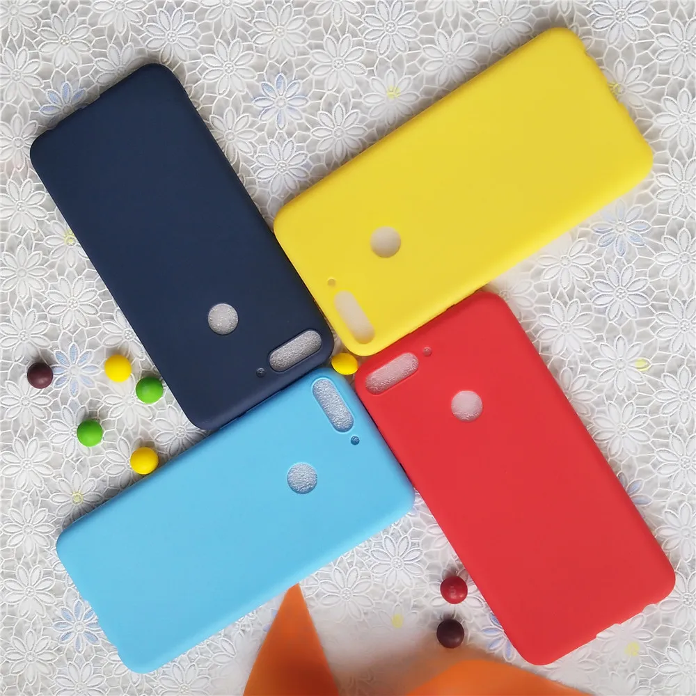 Простые однотонные мягкие чехлы для Huawei Enjoy 8/nova2 lite Macarons цветные силиконовые