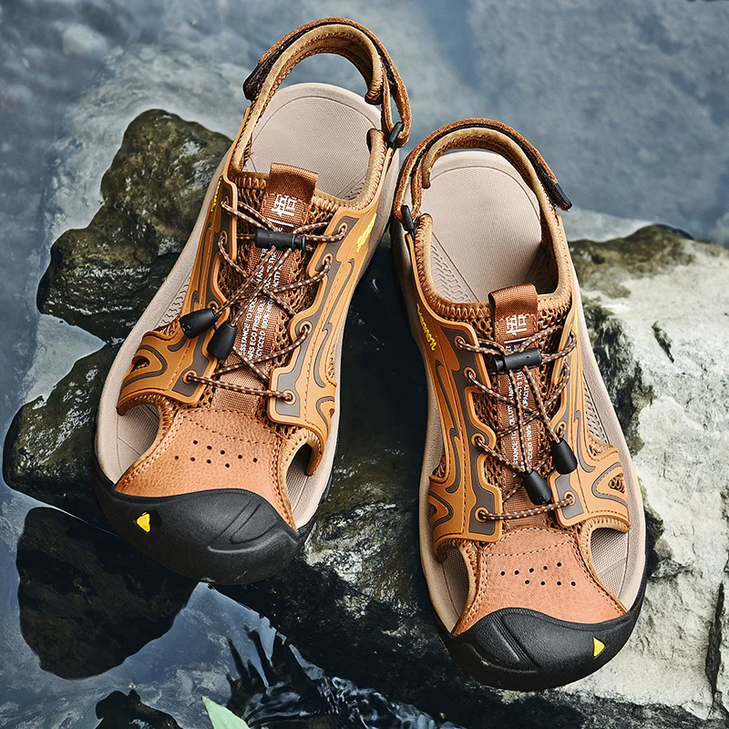 Сандалии мужские с закрытым носком уличные кроссовки защитой от столкновений