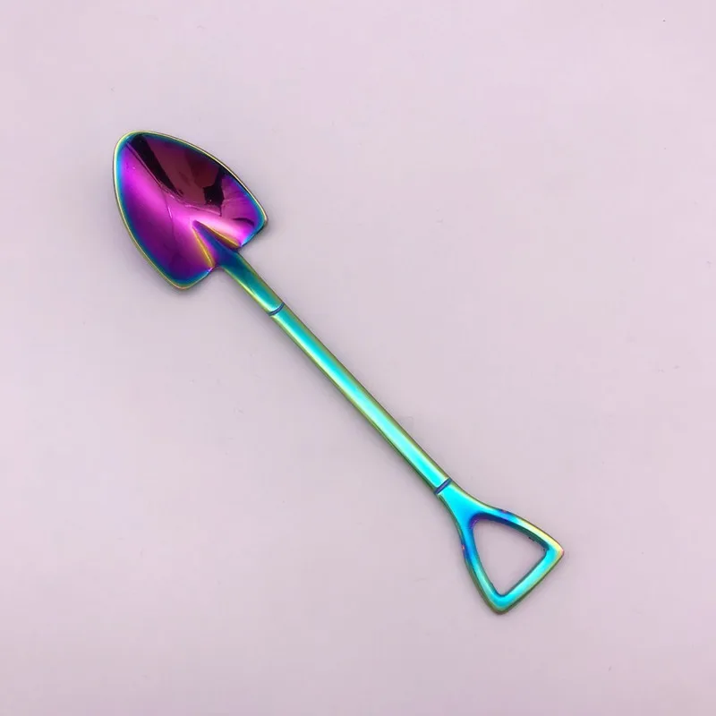 colorful spoon 304 нержавеющая сталь ложки для чая и кофе вилки столовые приборы уникальная мороженое вилка для фруктов и десертов ложки для чая и кофе маленького размера серебро золото - Цвет: colorful spoon