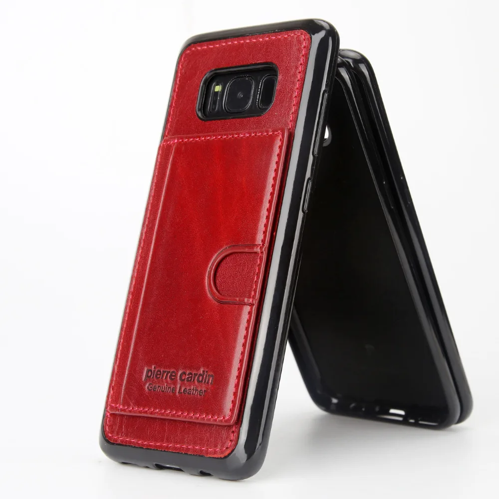 Чехол для Samsung Galaxy S8 Plus Pierre Cardin из натуральной кожи с держателем карт подставкой