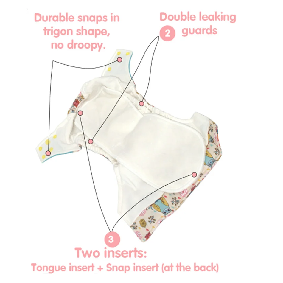 Miababy OS Bamboo AIO/тканевый подгузник бамбуковый внутренний и с 2 бамбуковыми