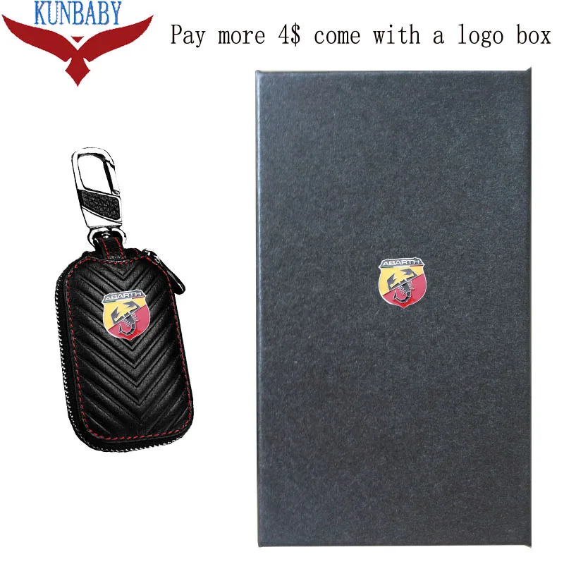 Black with logo box KUNBABY/Новое поступление, сумка из натуральной кожи, чехол для ключей, кошельки, Модные Женские ключницы, держатели Carteira для ABARTH - Название цвета: Black with logo box