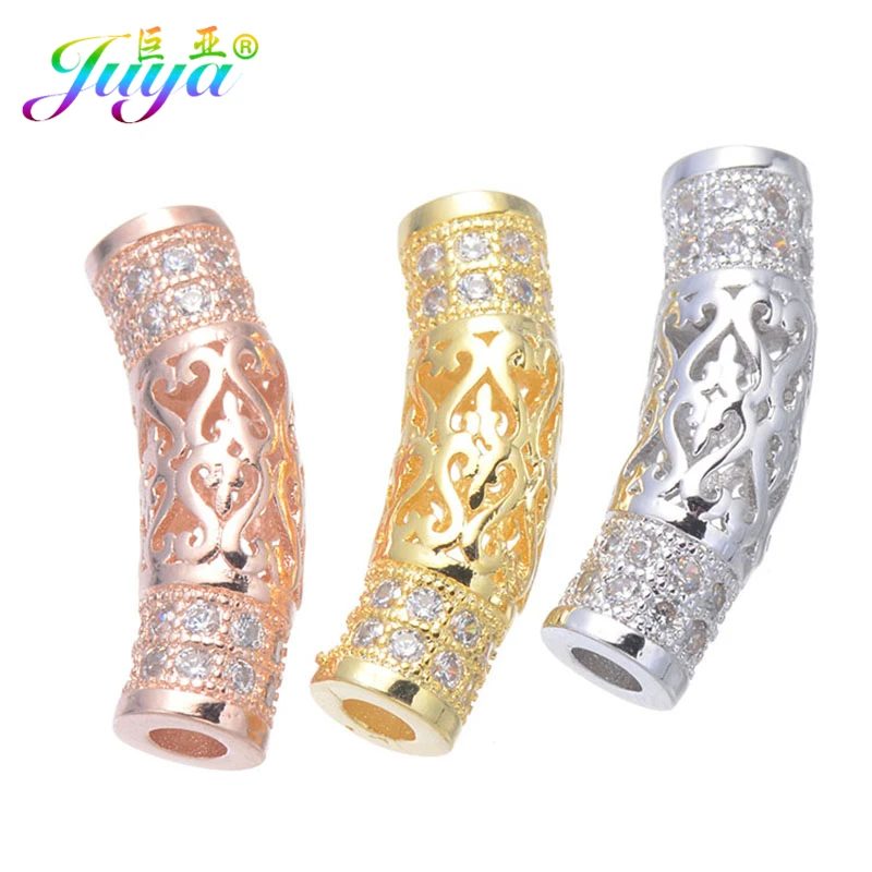 Juya DIY Полые изогнутые трубки Украшение Шарм бусины аксессуары для кожаного шнура