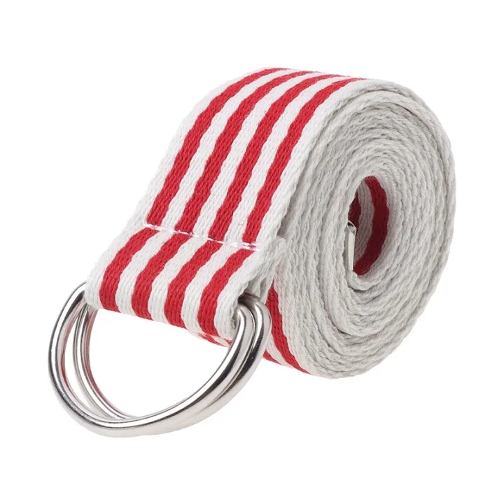 Red and White Поясной ремень с металлической пряжкой, двойные кольца, нейлоновый холщовый ремень, повседневный модный пояс - Цвет: Red and White