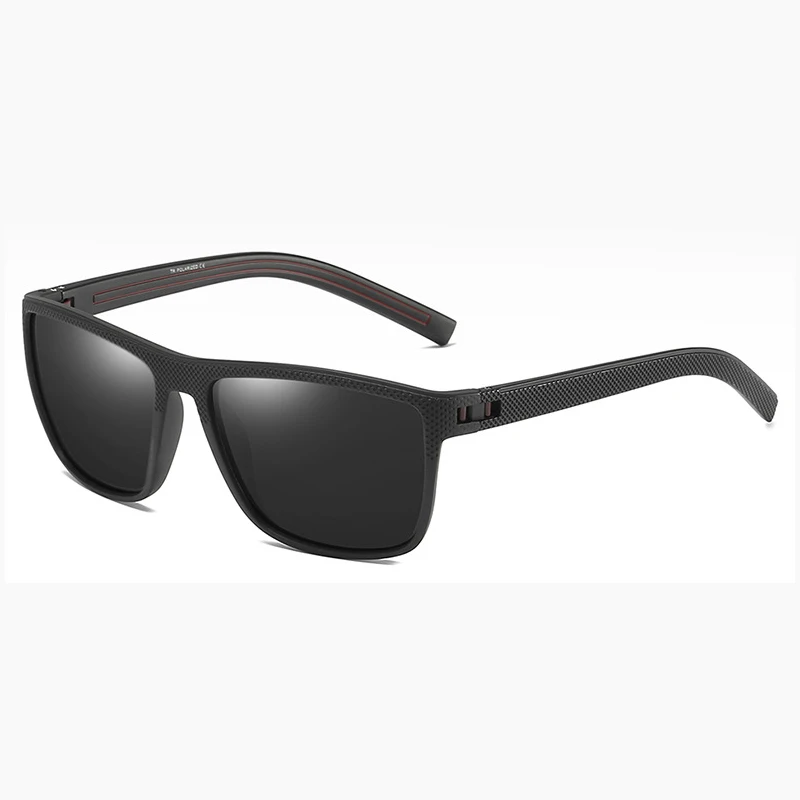 C1 black red black HBK трендовые поляризованные солнцезащитные очки для мужчин TR90 Небьющийся легкий вес квадратный вождения солнцезащитные очки мужские модные аксессуары UV400 - Цвет линз: C1 black red black