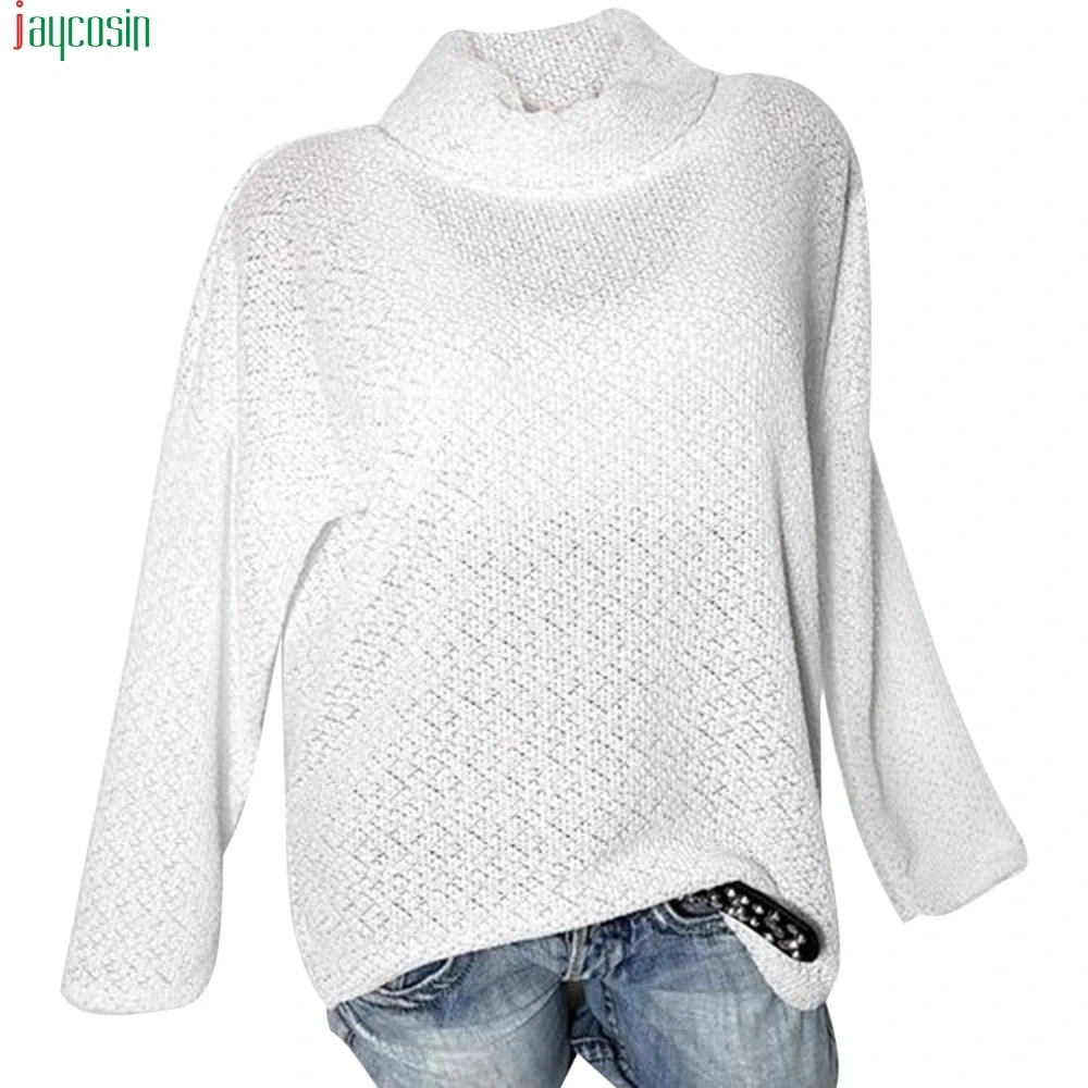 JAYCOSIN 2019 fashion Autumn Winter Sweater Women Solid color sweater knitted turtleneck Casual female knit Pullovers | Женская одежда