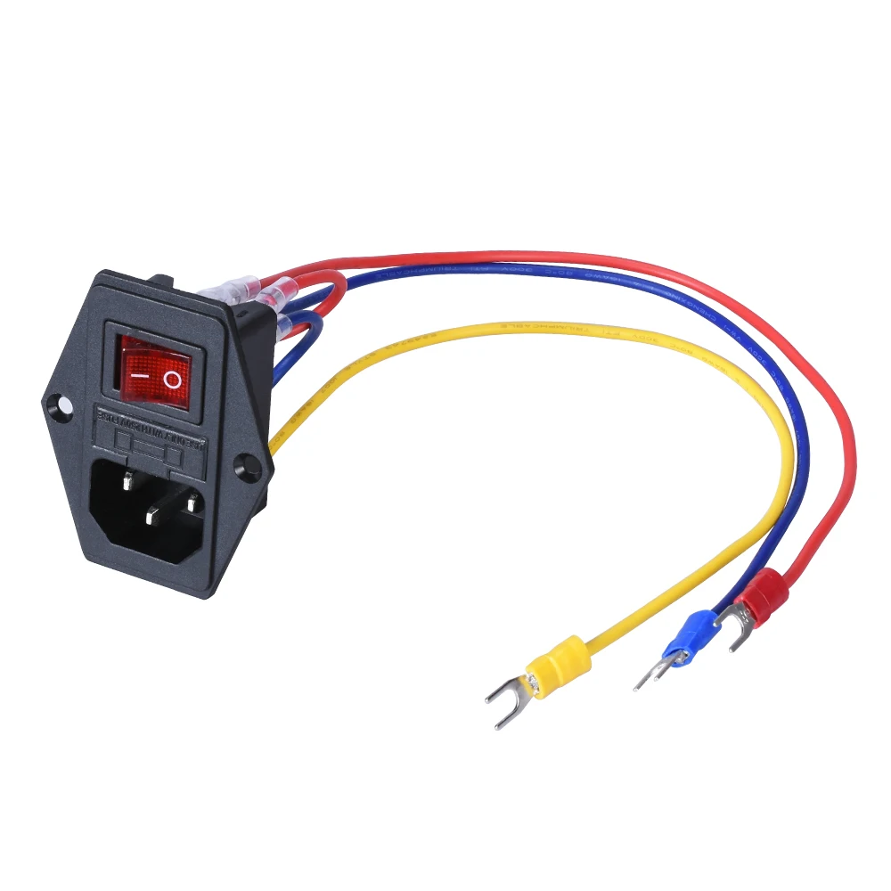 15A 250 В Выключатель питания AC 3pin AC Розетка питания с красным тройным кулисный переключатель штатив ноги из меди с предохранителем для 3d принтера