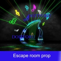 room escape prop playing laser harp touch the laser beam with right rhythmsequence to escape from the room musical notes prop