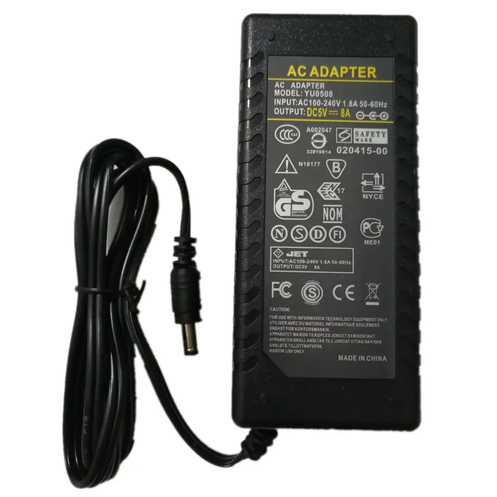 Адаптер переменного тока для светодиодной ленты ws2801or ws2812b 5 В 8 А 40 Вт 5*2 мм|ac adapter|ac