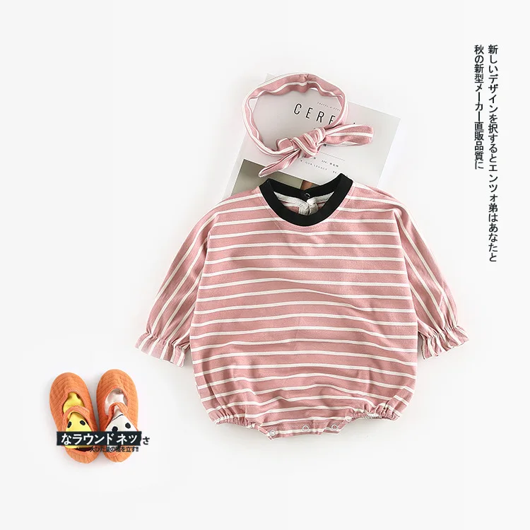 2018 Autumn New Arrival cotton Cute Stripe climbing pp bodysuit with Harbin Dispensing Belt for cute sweet baby girls and boys | Мать и