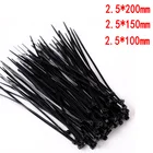 100 шт. самоблокирующиеся пластиковые нейлоновые стяжки, черные кабельные стяжки, крепежные кольца, кабельные стяжки, застежки-молнии, нейлоновые кабельные стяжки