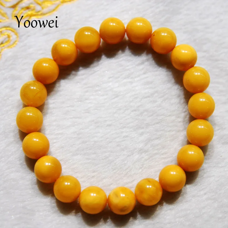 

Yoowei 10/11/12mm Amber Bracelet Supplies Certificated Round Beads Luxury Precious Stone Baltic Natural Ambar Jewelry Wholesale