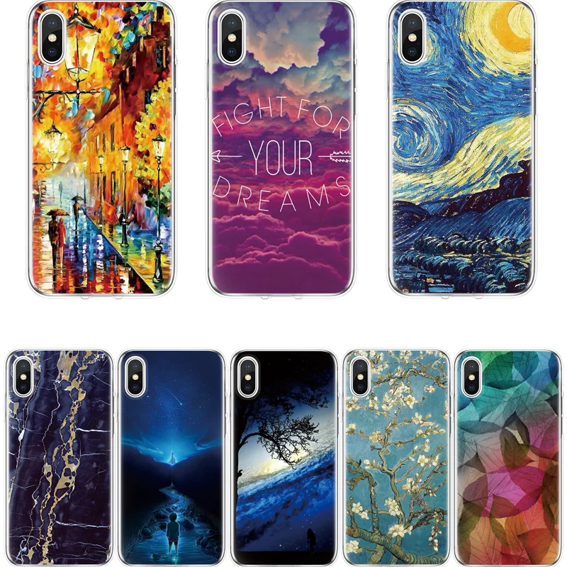 For iPhone 6 Plus 5 5S SE S 7 8 Fundas Coque Xs Max X XR Abstract painting Cover TPU case luxury |