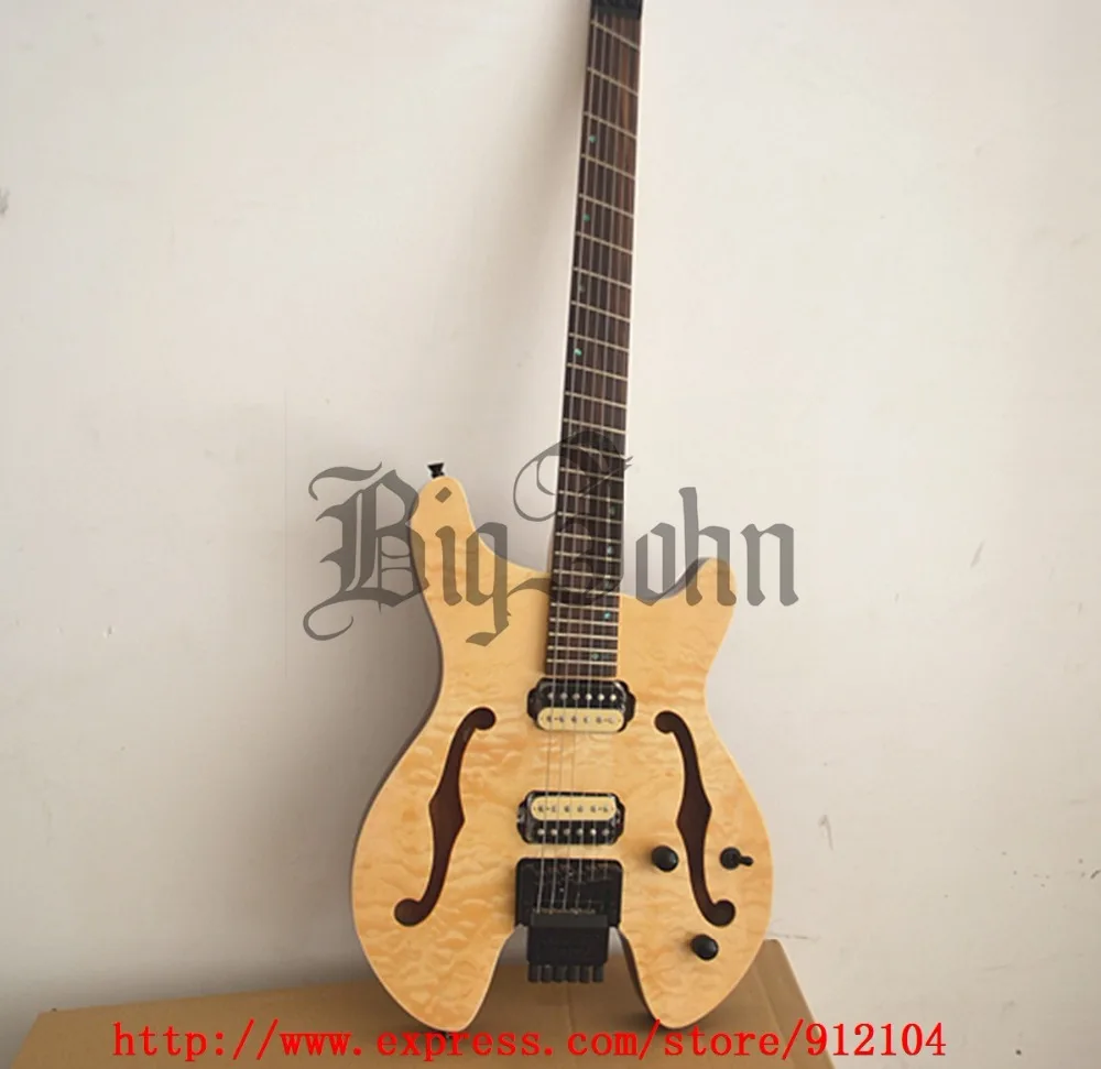 Новая fretted электрическая гитара без головы полуполый корпус из красного дерева