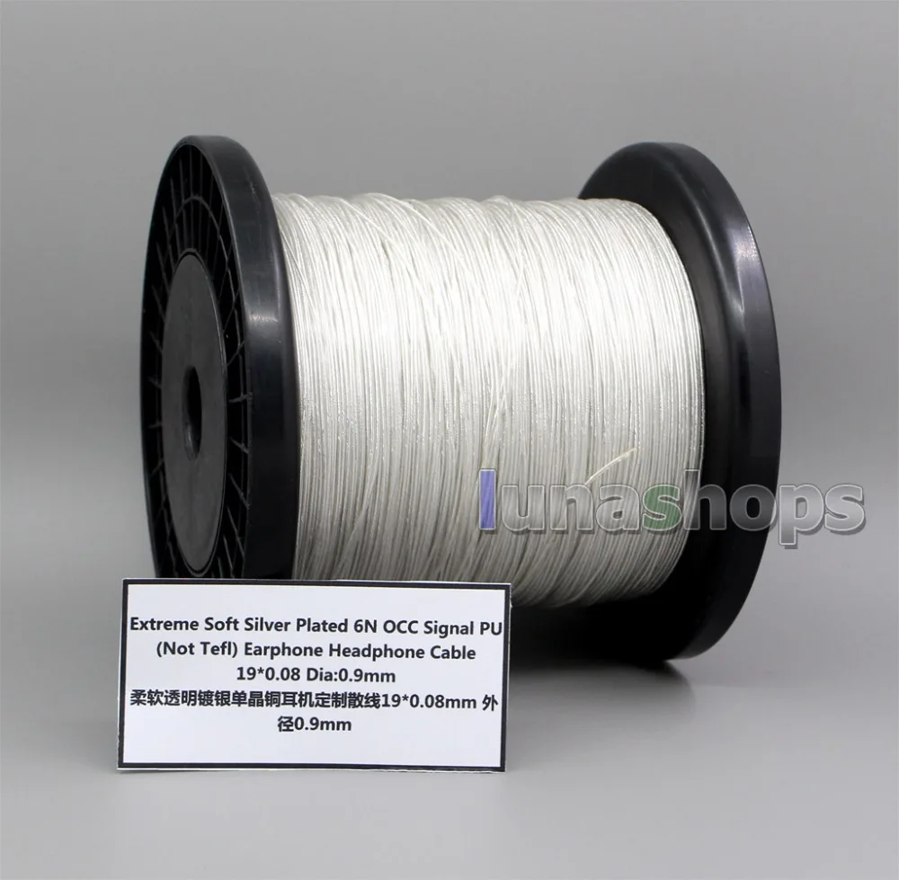 LN005621 Экстремальный мягкий посеребренный OCC сигнальный PU(не Tefl) кабель для наушников 19*0,08 диаметр: 0,9 мм