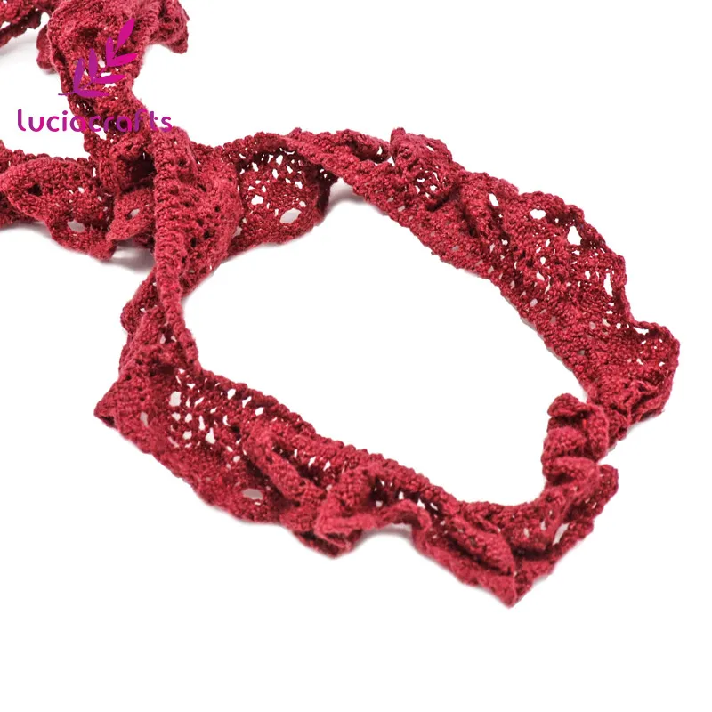 Lucia crafts 2y/5y приблизительно 25 мм Хлопок кружевная отделка кружевная лента из сетки для ручной работы материалы аксессуары для шитья R0210 - Цвет: Wine red 2y
