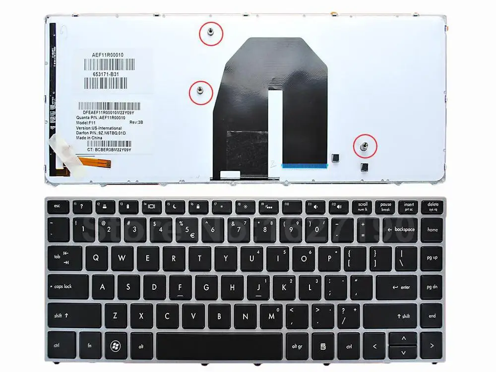 

Клавиатура US для ноутбука HP Probook 5330 5330M с черной подсветкой и серебристой рамкой