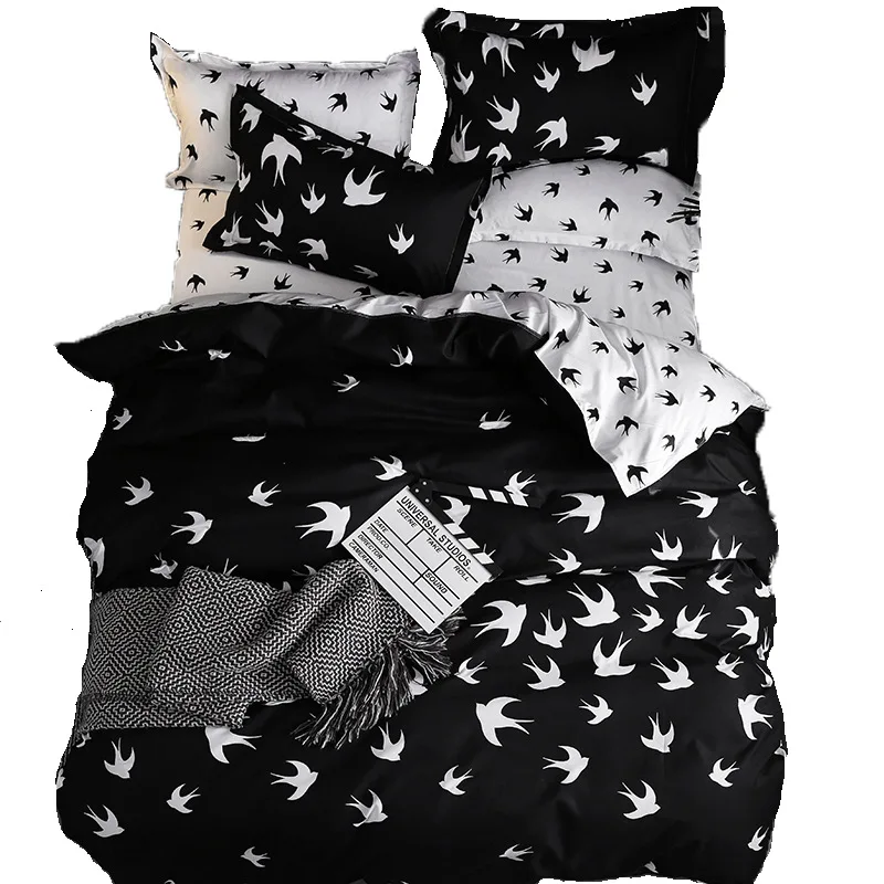 Home bedding 3pcs flat sheet set red heart bed linen pillowcase&ampduvet cover Animal Birds bedclothes Bedding Set | Дом и сад