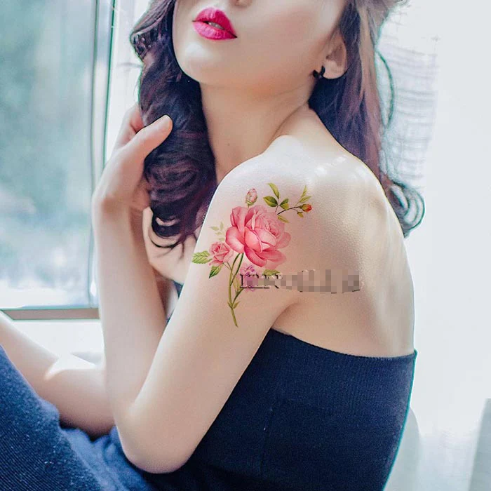 Водонепроницаемые временные наклейки татуировки сексуальная романтическая темная роза цветы вспышка fenna искусственные татуировки боди-арт тату рукав