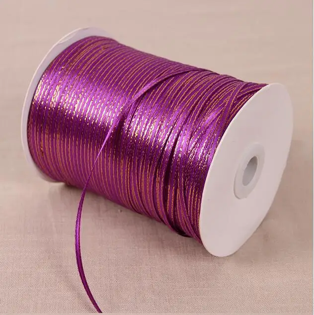 purple 50 ярдов 1/8 ''(3 мм) Золотая белая лента высокого качества корсажные атласные ленты для упаковки подарков ленты для украшения свадебной вечеринки - Цвет: purple