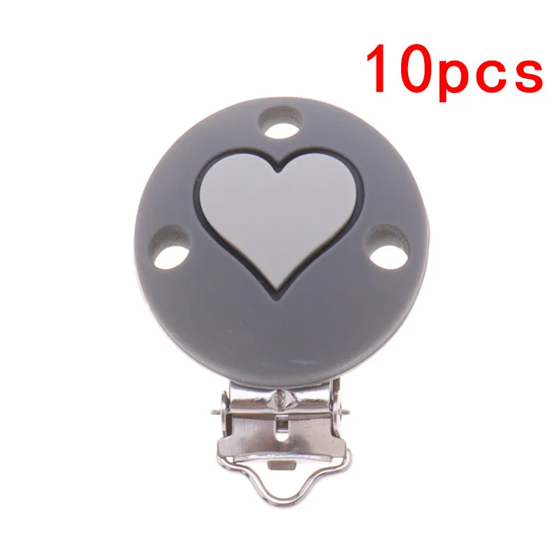 H-Gray-Light Gray 10 шт. Силиконовый круглый зубопрорезыватель с короной в форме звезды без бисфенола, держатель на цепочке для соски, Прорезыватель для зубов, жевательные украшения для кормления - Цвет: H-Gray-Light Gray