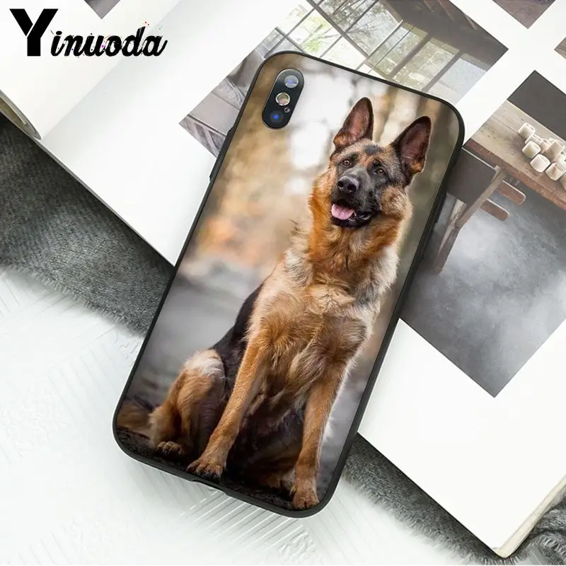 A10 Yinuoda немецкая овчарка Собака Мягкий силиконовый черный чехол для iPhone X XS MAX 6 6S 7 7plus 8 8Plus 5 5S XR - Цвет: A10