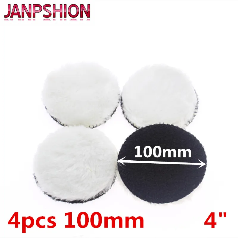 JANPSHION 4pc 100mm Автомобильная полировальная подушка 4 &quotдюймов полировщик шерсти для