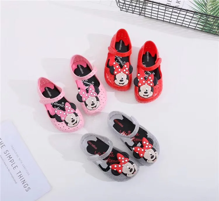 Mini Melissa/милые прозрачные сандалии для девочек с Микки и Минни Новинка 2019 года