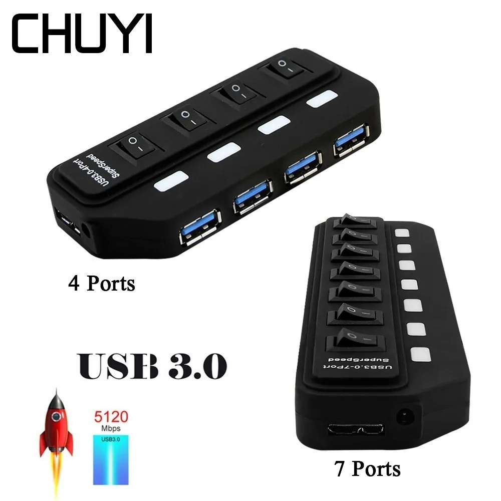 USB 3 0 концентратор 7/4 портов Суперскоростной Мульти разветвитель со