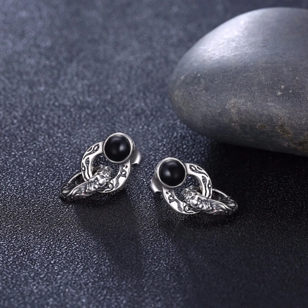Seanuo Black Double Circles 100% 925 Sterling Silver Drop Earrings For Women Wedding Classic Bohemia Mother's Day Gifts | Украшения и