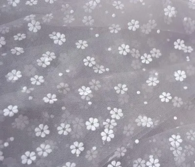 gray 200*150 см красивый маленький Fower Тюль флокированная ткань одежда вуаль украшение Материал DIY Ручная работа сетчатая ткань для шитья принадлежности D694 - Цвет: gray