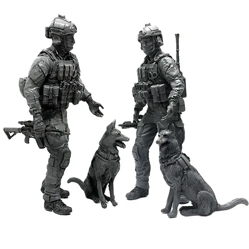 1/35 современные морские котики США Элитные Морпехи и собаки военный солдат смоляная модель Фигурка NAI-15