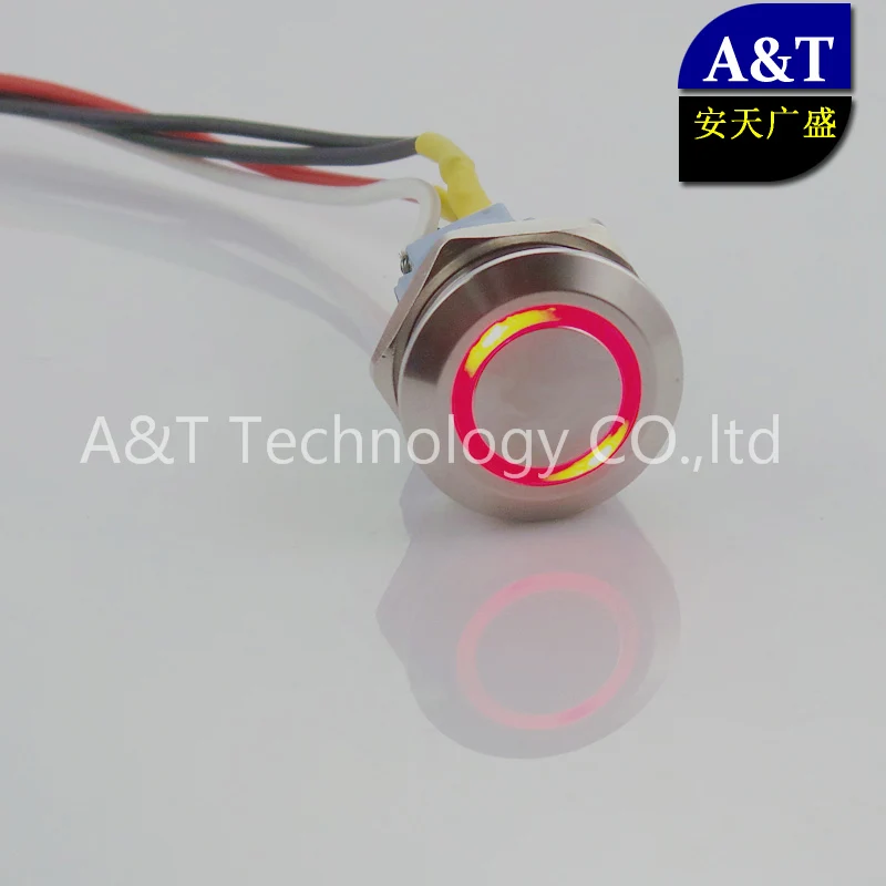 19 мм Три цвета RGB LED мгновенное включение кнопка выключения 12 В 24 220 красный синий