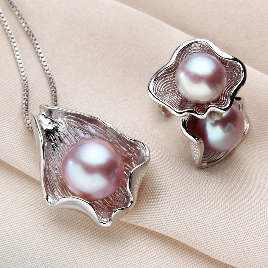 Женский элегантный натуральный пресноводный жемчуг кулон/комплет ювелирного