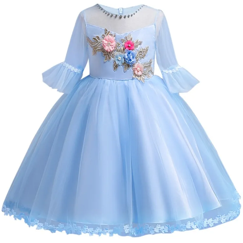 Flower Girl Dress for Kid Girls First Communion Dresses Tulle Wedding Princess Costume For Party Prom 3 4 6 8 10 12 Years | Детская
